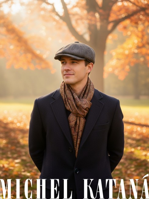 Кепка с козырьком, 8ми-клинка Мужская-Унисекс TWEED EDINBURG CLOUD из твида (Плотная Костюмно-Блейзерная ШЕРСТЬ) TWEED.8-EDINBURG/CLOUD